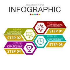 vector infographic hexagon tag element template block. used for process diagram, presentation, working flow, information layout, banner, chart, and graph.