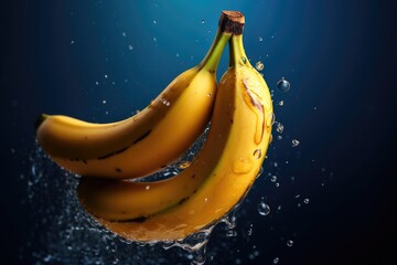 Delicious looking banana with water droplets