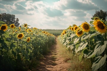 Field with sunflowers generated by AI