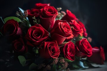 Bouquet of red roses generated by AI