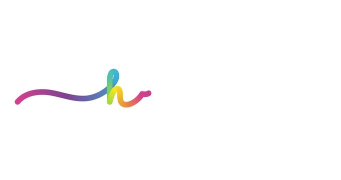 HELLO animated monoline calligraphy banner with colorful gradient