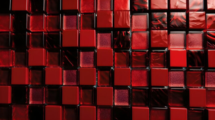A stunning composition of red tiles against a sleek black background