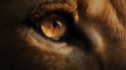 Generative Ai. Close-up of a lion's eye
