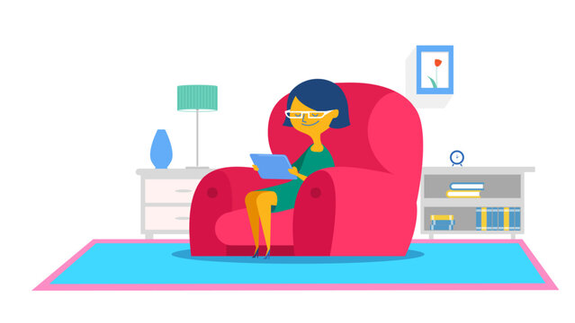 Mom at home with tablet