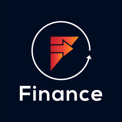 Letter F finance logo design with arrow.