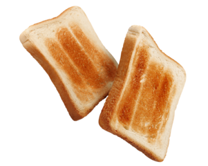 Two delicious toasted bread pieces, cut out
