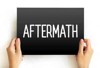 Aftermath text on card, concept background