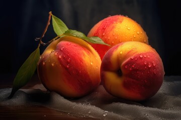 Fototapeta na wymiar Fresh Peach with water splash