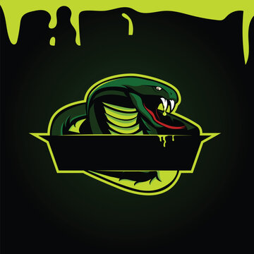 E sports mascot logo of an angry snake. poison dripping its fangs looks dangerous and furious. Used by gamers streamers who play competitive games on live streams on gaming platforms. Png logo in neon