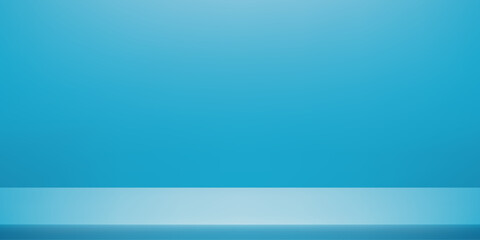 Empty Blue color studio room background. Space for selling products on the website.