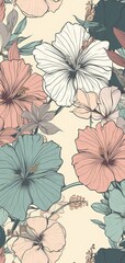 Beautiful illustration of delicate flowers for wallpaper background. Digital art. Generative Ai