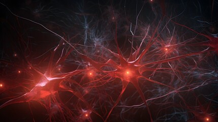 Generative Ai. Nerve cells close up under a microscope
