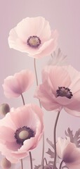 Beautiful delicate flowers for wallpaper background. Digital art. Generative Ai