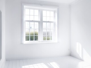 Fototapeta na wymiar White room with window. Generative AI
