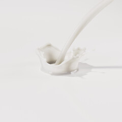 3d render dynamic water jet, wavy splash clip art isolated on blue background. twisted liquid shape, wave splash