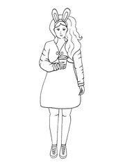 Model of a beautiful tall bunny girl