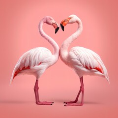 flamingos making a heartshape. Generative AI