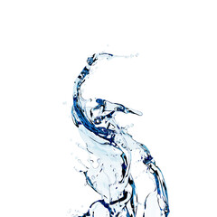 Obraz na płótnie Canvas 3d rendering,wavy splash clip art isolated on blue background. twisted liquid shape, water splash 