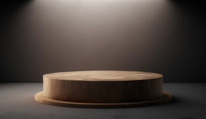 Illustration depicts a sleek wooden podium, blending natural elements with minimalistic aesthetics