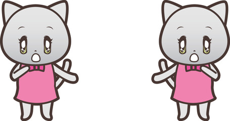 驚いた顔でこちらを見る猫