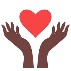 Heart in hands. Vector illustration in a flat style.