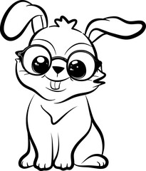 Rabbit Sitting Line Art