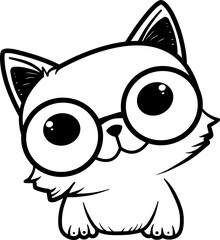 Kawaii Cat Character Teacher Line Art Illustration