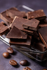 Chocolate pieces and crushed coffee beans