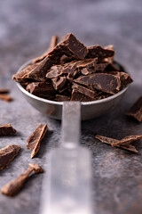Dark chocolate broken into pieces