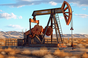 An oil rig pumps oil. Generative AI