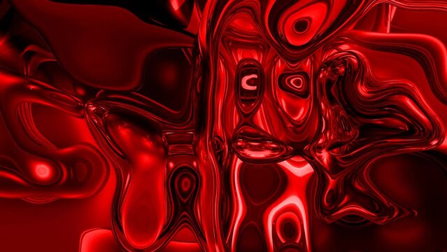 Animated gradient color twist geometric water liquid . Abstract red shiny liquid background