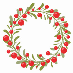 Wreath of branches, leafs and berries