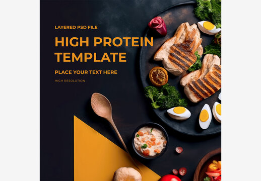 Delicious Breakfast Plate with Eggs, Tomatoes, and Meat on A Black Tablecloth - Perfect for Healthy Eating and Meal Prep High Protein, Mockup, Template Generative AI