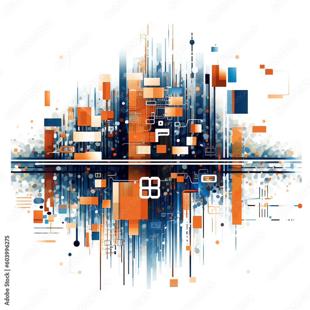 Leinwandbilder The forward extension of the line connects the urban architecture with the concept of the future city. Generative AI.