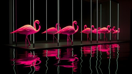 Generative AI.  Neon and flamingos
