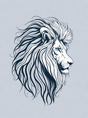 Cartoon lion head. AI generated illustration