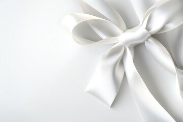A composition of white ribbon on white background abstract banner with empty space Generative AI 