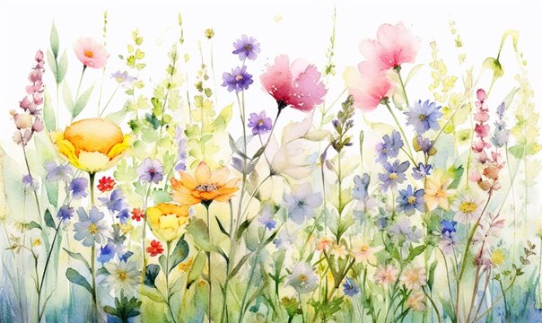 watercolor-style image of a melody of wildflowers.