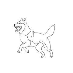 One line drawing. Dog Vector illustration.  Siberian Huskies breed