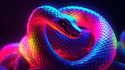  Colorful viper snake. AI