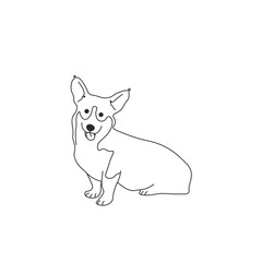 One line drawing. Dog Vector illustration. Pembroke Welsh Corgis breed
