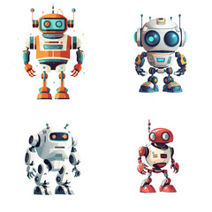 Set of robot characters , construction, medical, firefighter robot	
