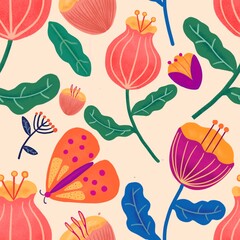 Colorful seamless pattern, playful seamless digital paper for fabric, paper, invitation