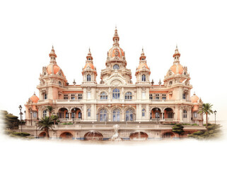 Fototapeta na wymiar Grand Casino Monaco Monte Carlo, isolated on a white background