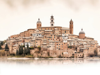 Fototapeta na wymiar Panoramic view of Urbino city, Italy