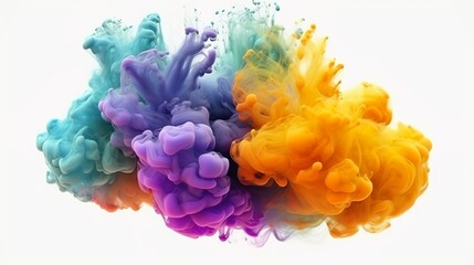 Obraz premium Abstract background with smoky cloud with flowing waves and blending colors. Stream colorful vapour motion and acrylic curling underwater. Horizontal illustration for banner design. Generative AI.
