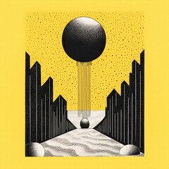 Risograph Delight: Exploring Surreal Displacement in Yellow-Accented 1970s Album Cover