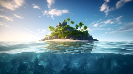 Fototapeta na wymiar Generative AI. Island, game landscape
