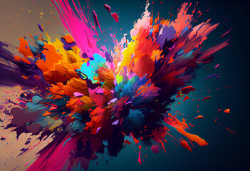 Colorful explosion of color, in the style of color splash, smooth brushwork, vibrant colorist. Generative AI