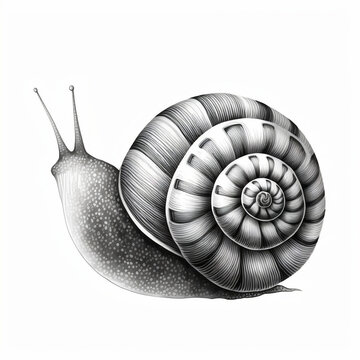 black and white sketch simple and creative of a snail shell
